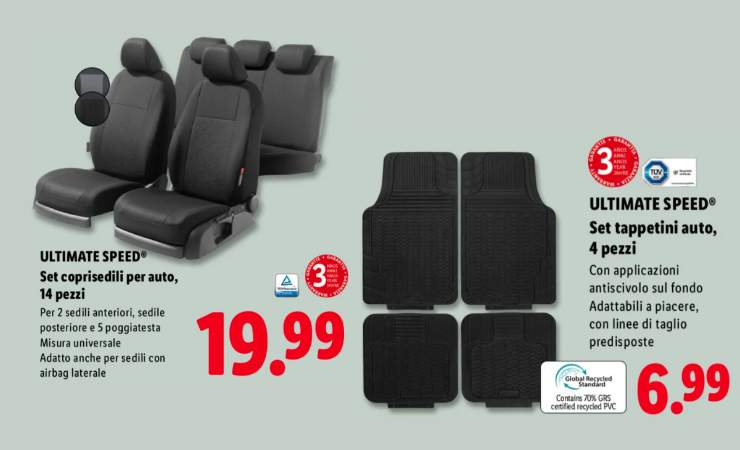 coprisedili e tappetini auto Lidl