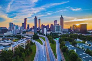 atlanta dall'alto con vie e palazzi