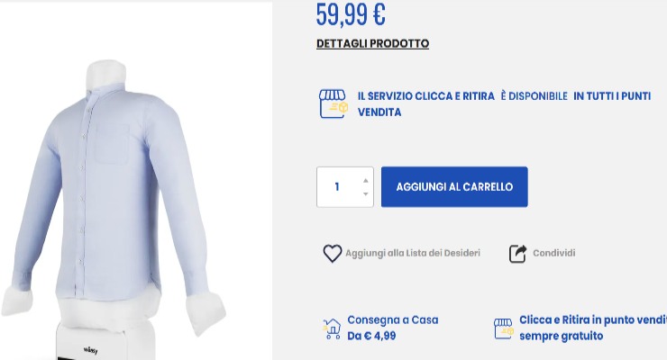 manichino Eurospin per stirare camicie
