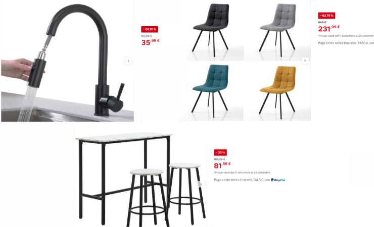 miscelatore, sedie e set tavolo con sgabelli Leroy Merlin