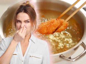 donna sente puzza e cibo fritto