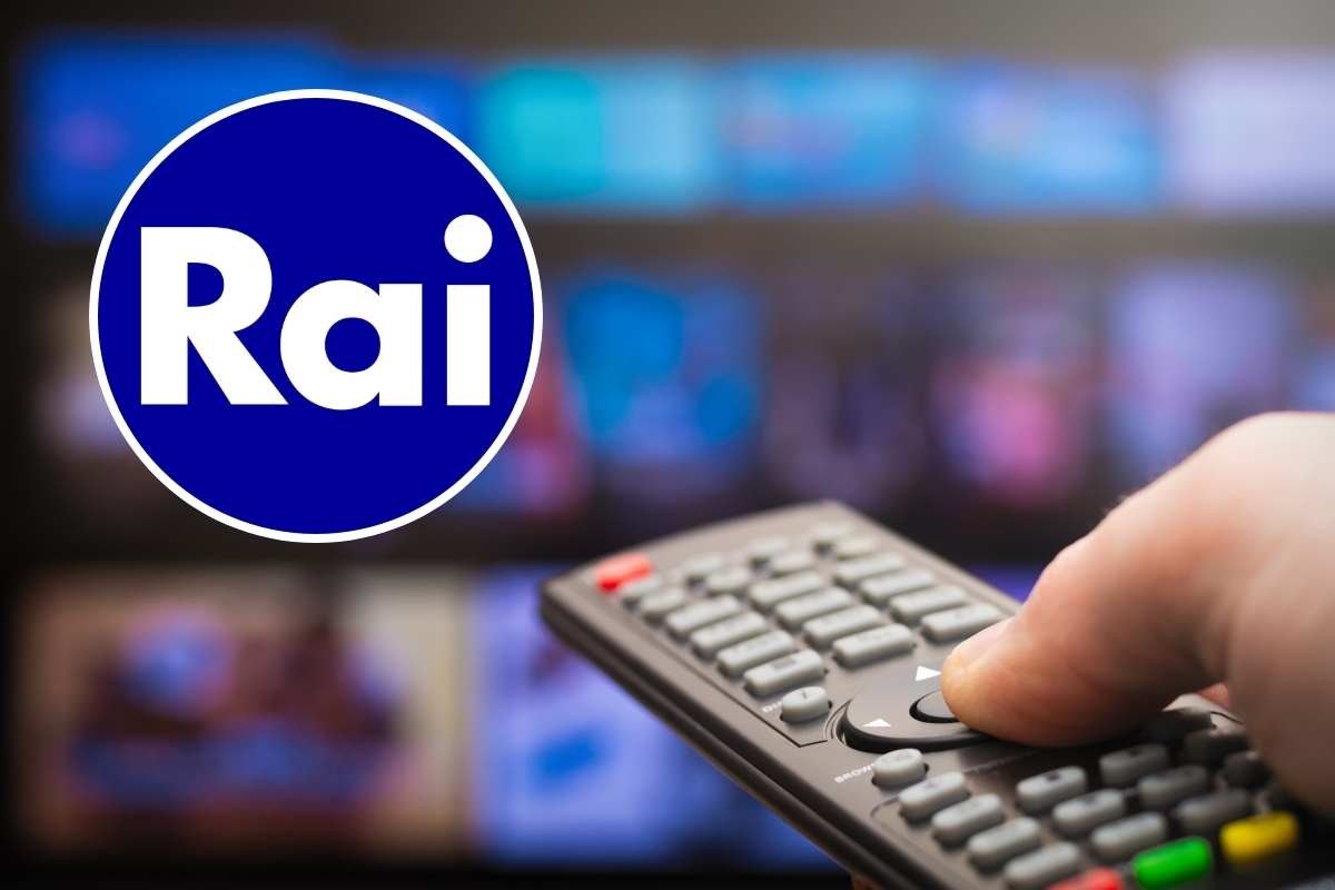 telecomando puntato alla TV e logo Rai