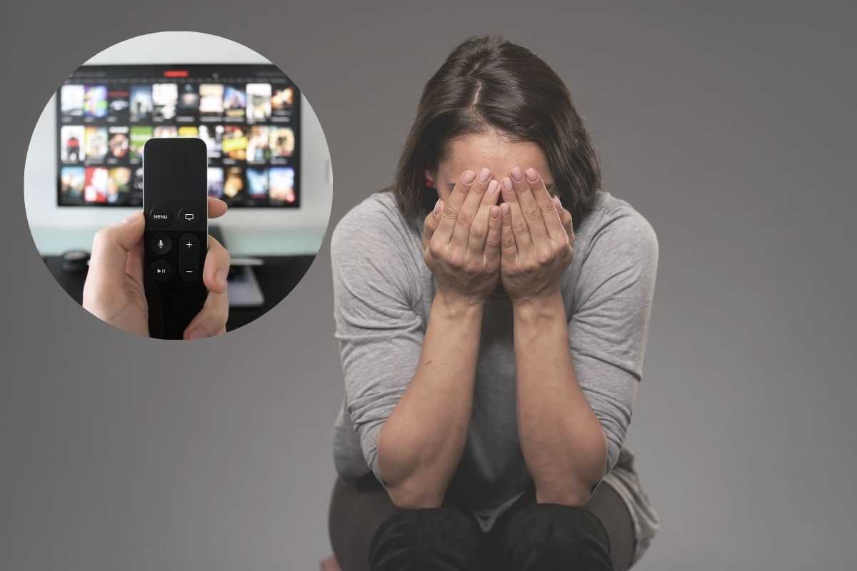 persona disperata, telecomando e tv