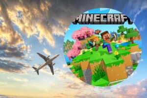 aereo che vola e minecraft